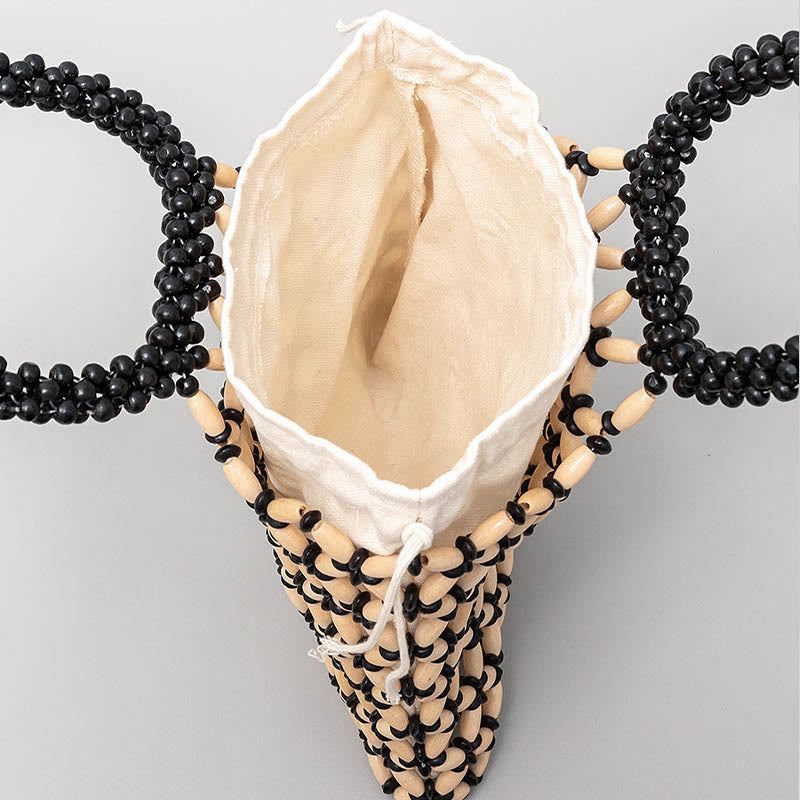 Nimara Ritual Hand-woven Lozenge Wooden Beads Handbag