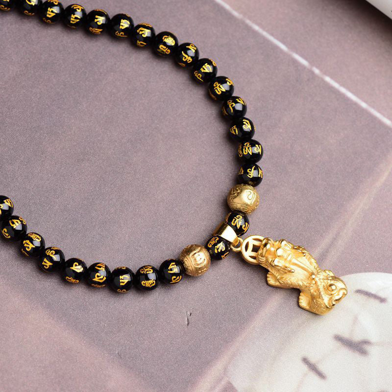 Nimara Ritual FengShui Obsidian PiXiu Wealth Necklace