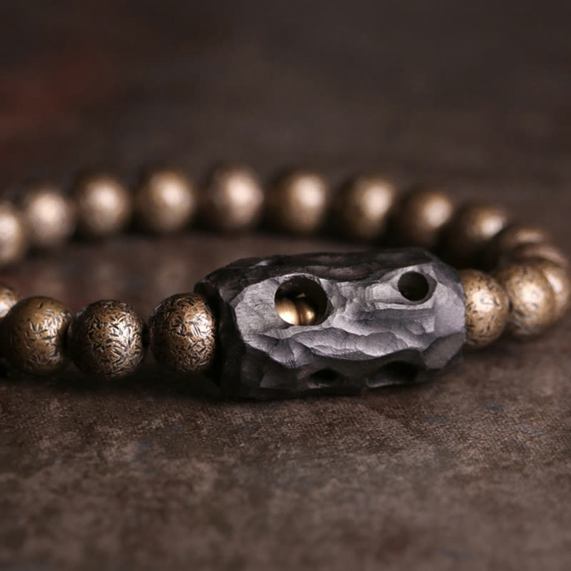 Nimara Ritual Tibet Ebony Wood Copper Peace Balance Beaded Bracelet