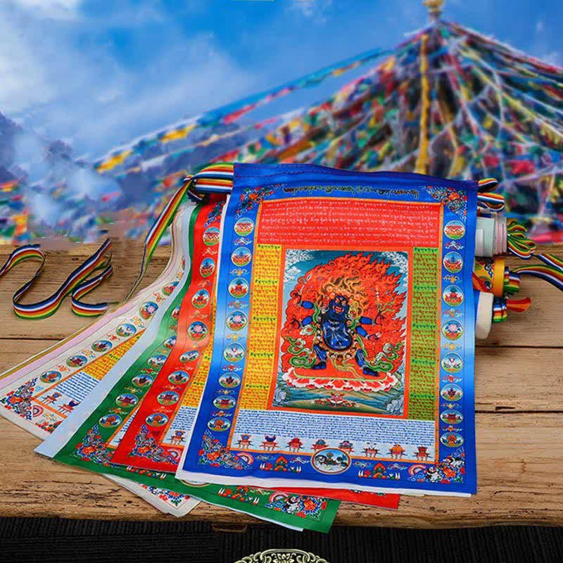 Nimara Ritual Tibetan 10 Colors Windhorse Buddha Healing Auspicious Outdoor Prayer Flag
