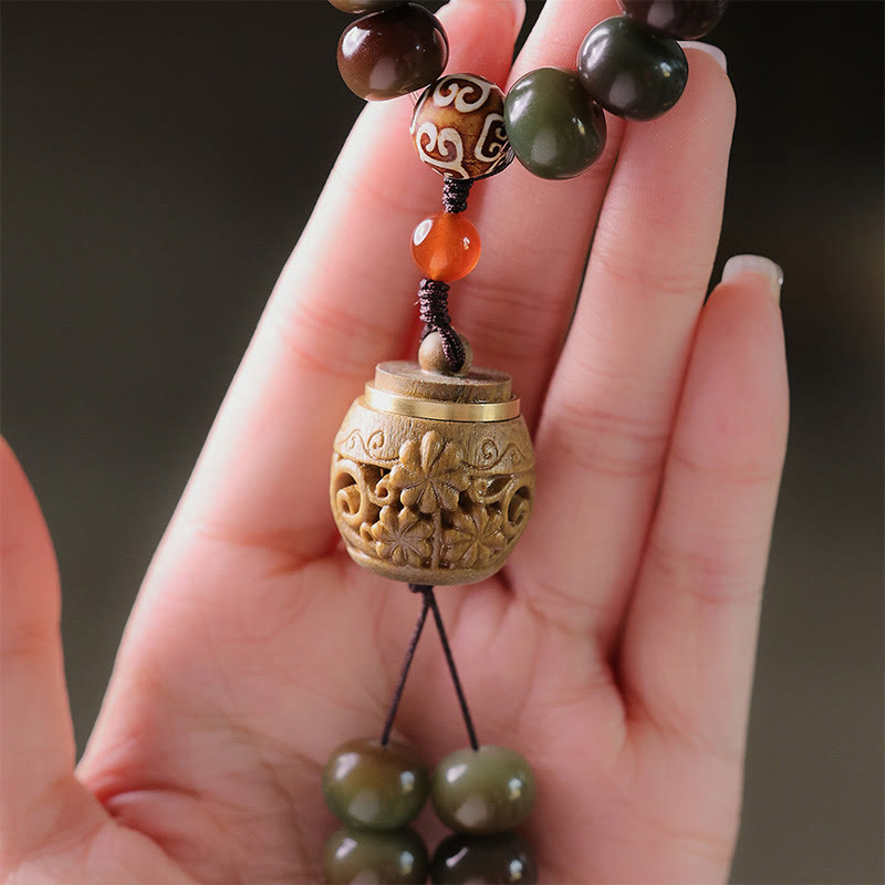 Nimara Ritual 108 Mala Beads Dunhuang Color Bodhi Seed Dzi Bead Keep Away Evil Spirits Bracelet