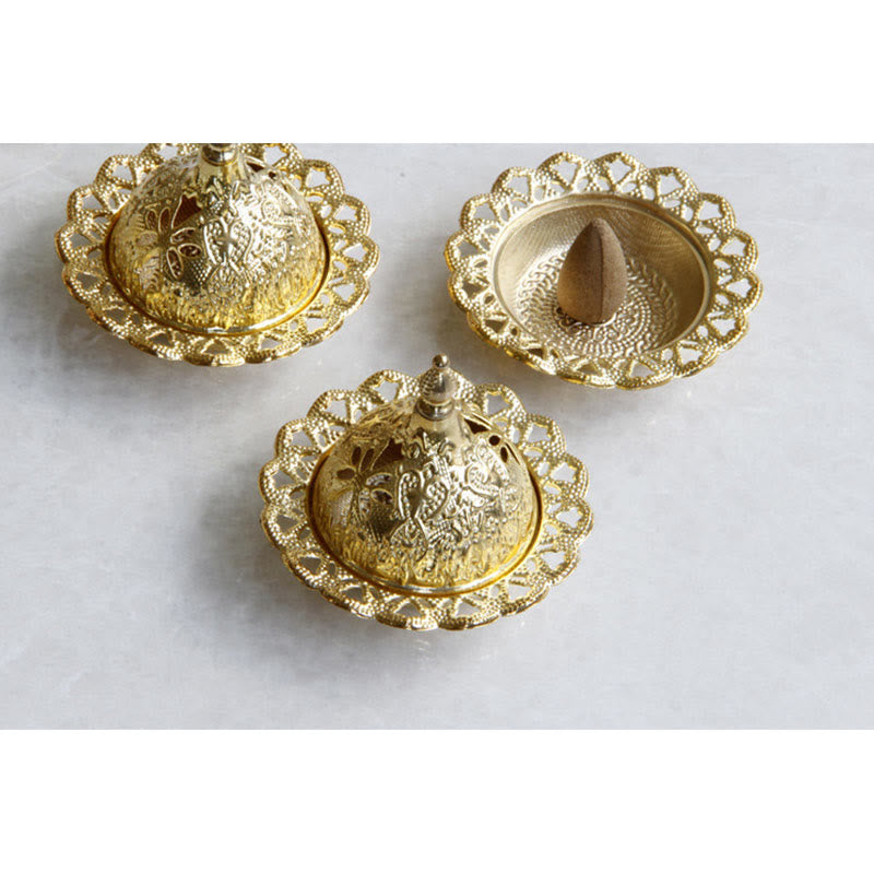 Nimara Ritual Tibetan Gold Mini Meditation Incense Burner