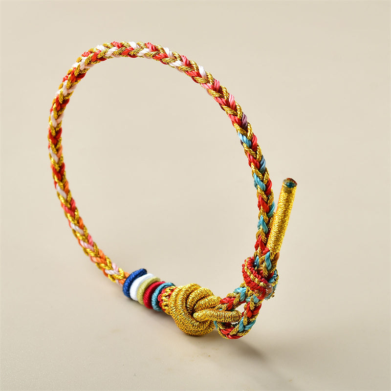 Nimara Ritual Handcrafted Colorful Gold Healing Braid Rope Bracelet