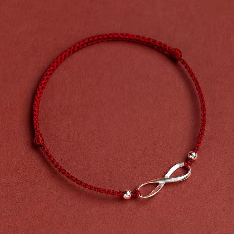 Nimara Ritual 925 Sterling Silver Endless Knot Protection Luck Red String Bracelet Anklet