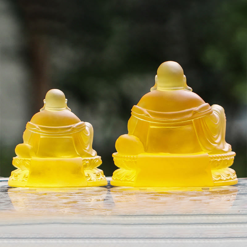 Nimara Ritual Handmade Laughing Buddha Figurine Liuli Crystal Art Piece Wealth Statue Home Decoration