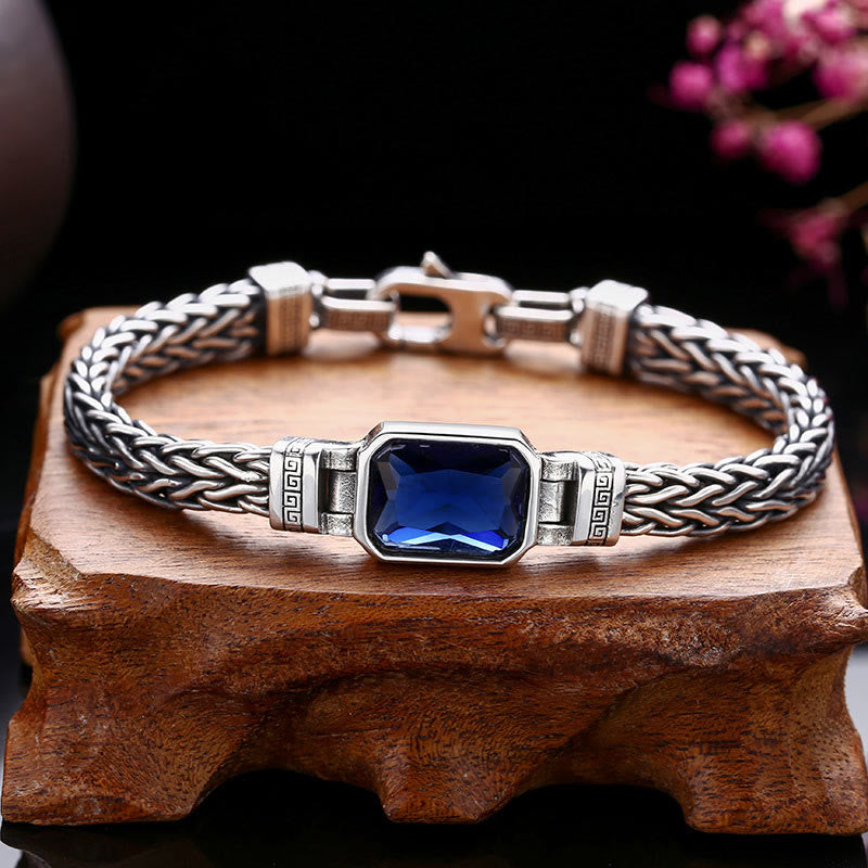 Nimara Ritual Retro Blue Acrylic Dragon Keel Braided Design Healing Wealth Buckle Bracelet