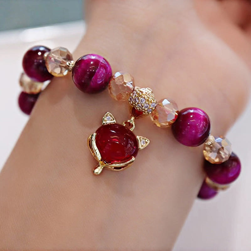 Enhance Self Confidence Self Worth Red Tiger Eye PiXiu Fox Protection Bracelet