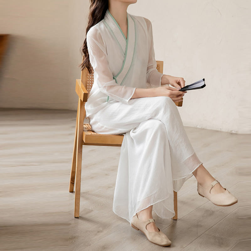Nimara Ritual Retro Prayer Zen Spiritual Meditation Practice Chiffon Clothing Women's Set