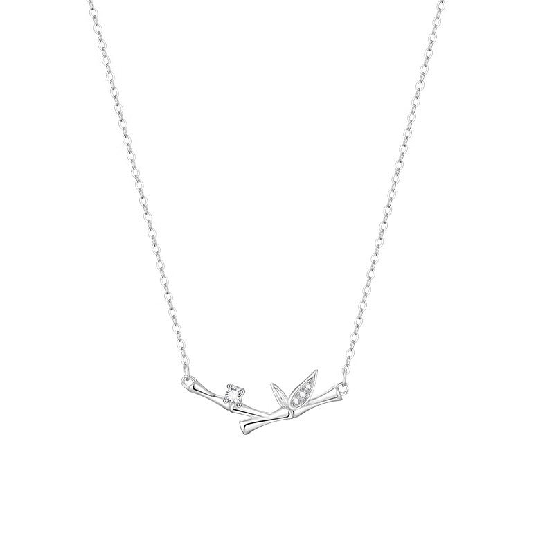 Nimara Ritual Bamboo Leaf Design Copper Zircon Wealth Necklace Pendant