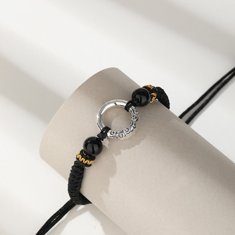 Nimara Ritual 925 Sterling Silver Peace Buckle Auspicious Clouds Fortune Braided Bracelet