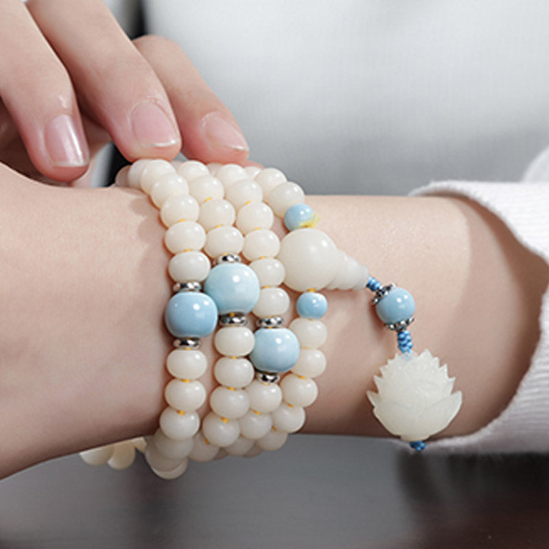 Nimara Ritual Bodhi Seed Bead Lotus Blessing Charm Bracelet