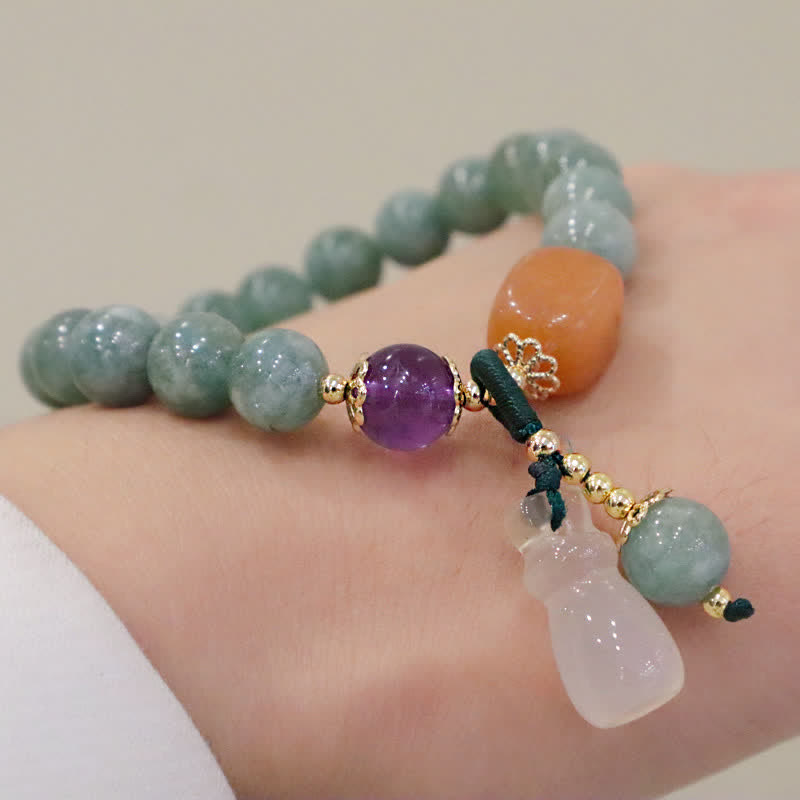 Nimara Ritual Cyan Jade Lotus Pumpkin Wish Peace Buckle Amethyst Crystal Healing Bracelet
