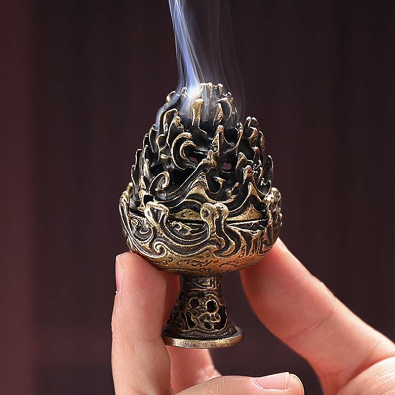 Nimara Ritual Tibetan Mini Mountain Pattern Meditation Copper Alloy Incense Burner