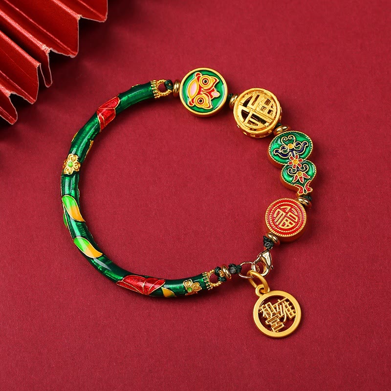 Nimara Ritual Tibetan Gourd Fortune Happiness Lion Wealth Luck Bracelet