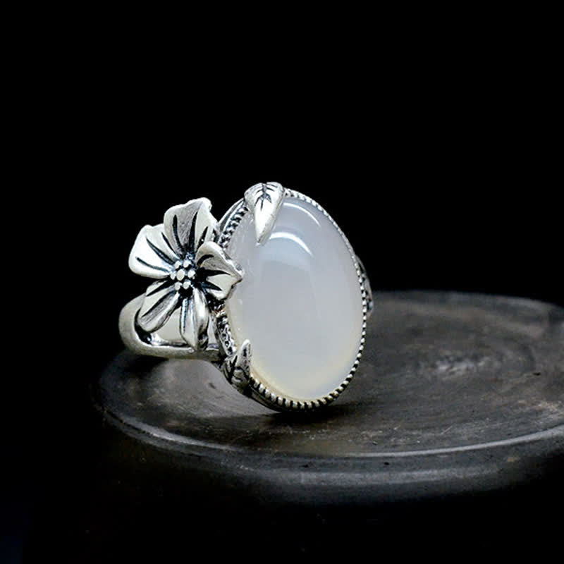 Nimara Ritual 990 Sterling Silver Natural Chalcedony Plum Positive Harmony Ring