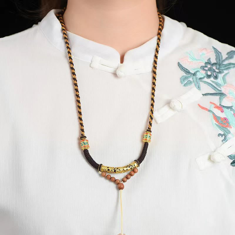 Nimara Ritual Tibetan Handmade King Kong Knot Om Mani Padme Hum Prayer Wheel String Necklace Pendant