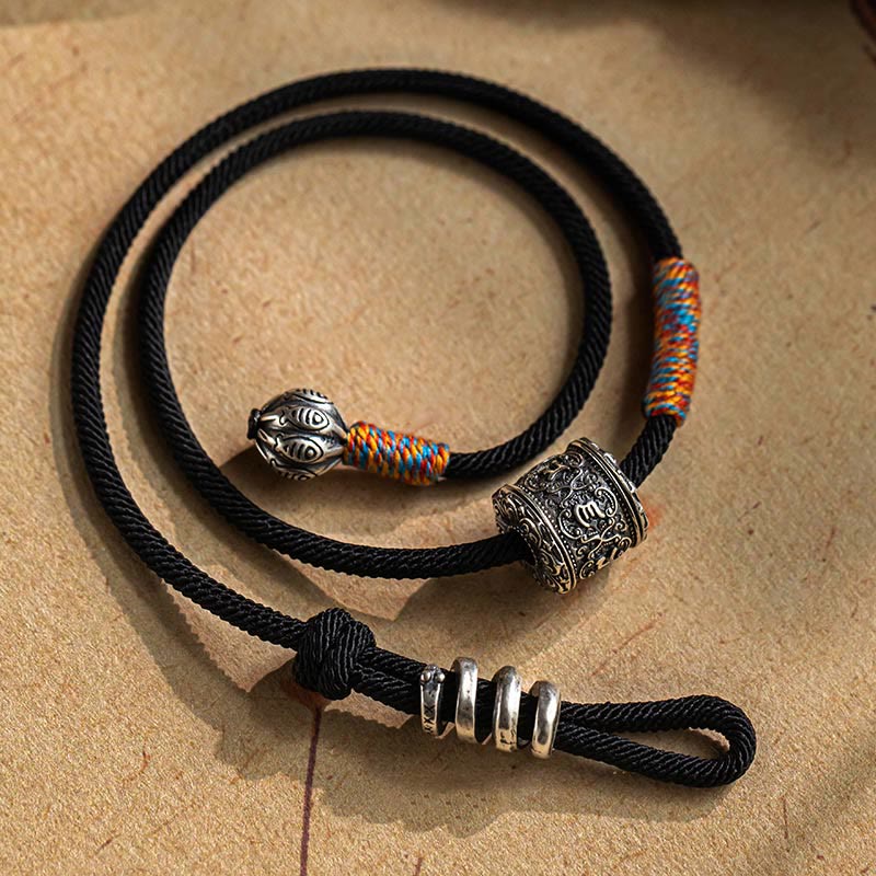 Nimara Ritual Tibetan Om Mani Padme Hum Carved Amulet Double Wrap Bracelet