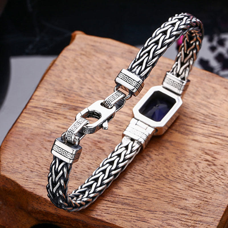 Nimara Ritual Retro Blue Acrylic Dragon Keel Braided Design Healing Wealth Buckle Bracelet