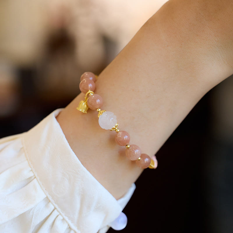 Nimara Ritual Sun Stone Golden Silk Jade Lily of the Valley Charm Positive Bracelet Bangle