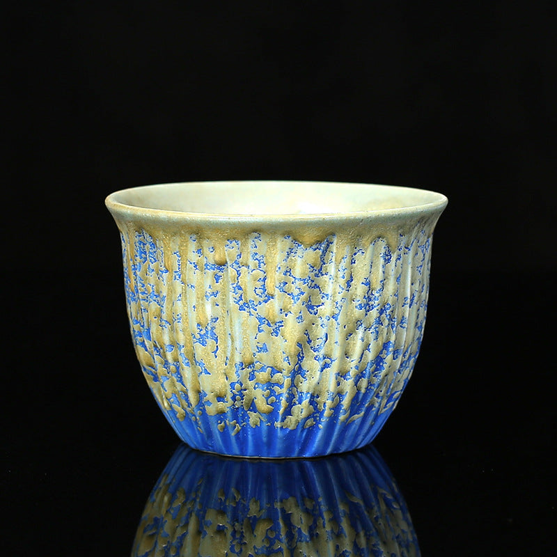 Nimara Ritual Retro Blue Red Gradient Lotus Pattern Kiln Change Ceramic Teacup Kung Fu Tea Cup Bowl