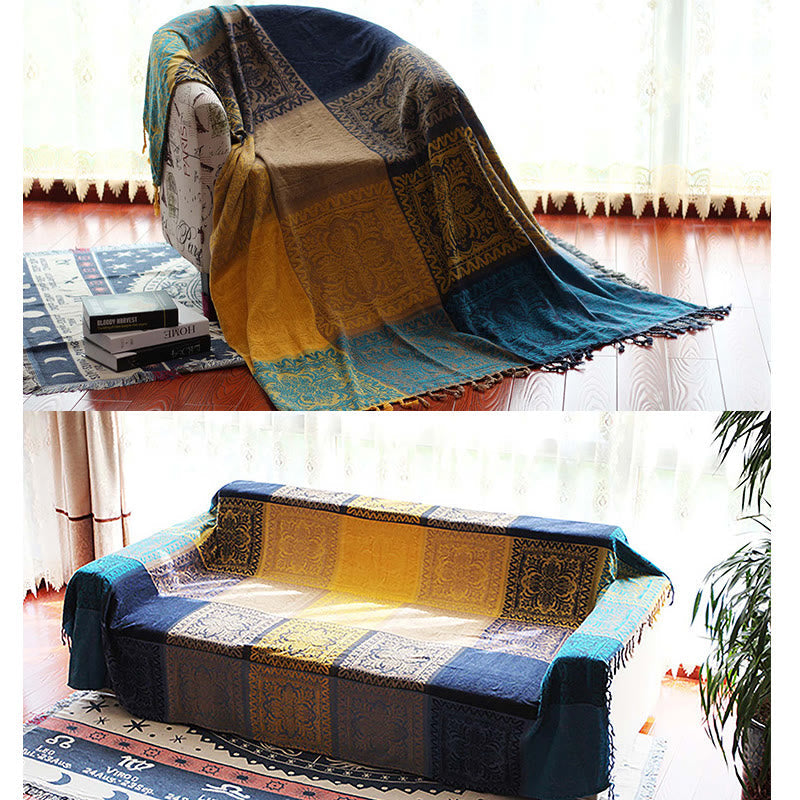 Nimara Ritual Tibetan Colorful Flower Pattern Hand-Dyed Cozy Blanket