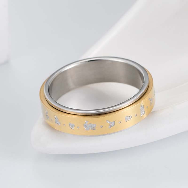 Nimara Ritual Mantra Titanium Steel Balance Rotatable Ring