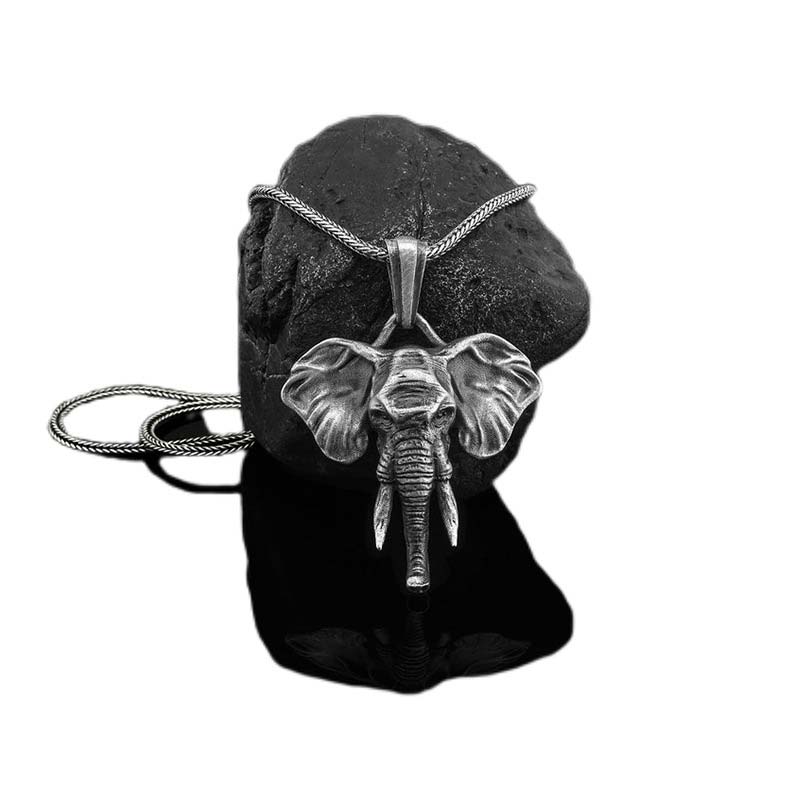 Nimara Ritual Elephant Pewter Titanium Steel Strength Necklace Pendant
