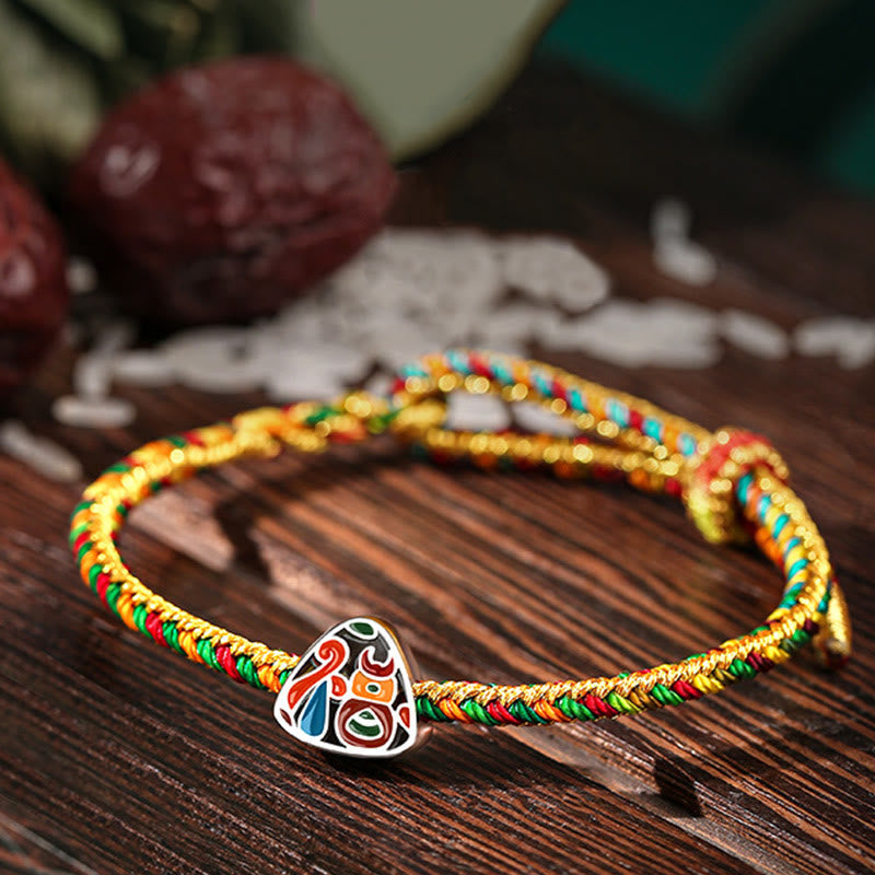 Nimara Ritual 925 Sterling Silver Dragon Boat Festival Fu Character Zongzi Pattern Luck Handmade Multicolored Child Adult Bracelet