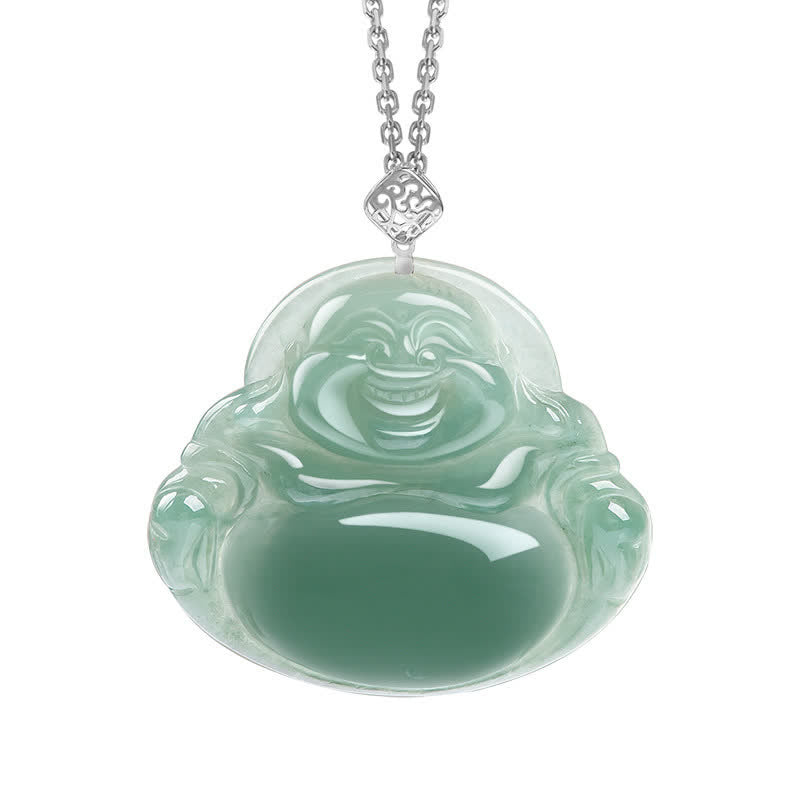 Nimara Ritual Laughing Buddha Natural Jade Prosperity Abundance Necklace Pendant