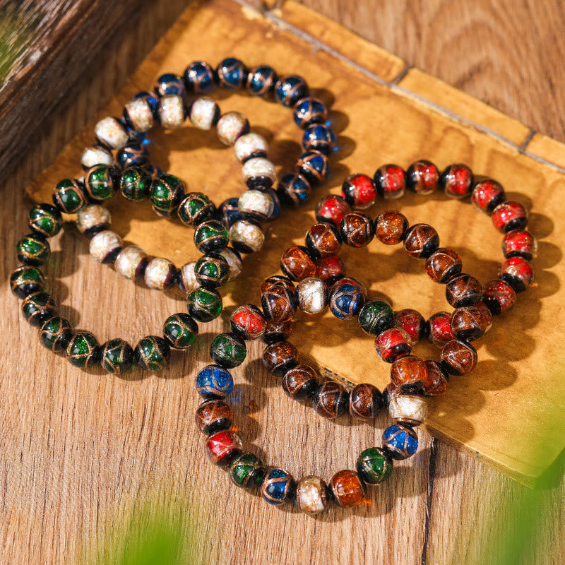 Nimara Ritual Tibetan Classic Liuli Glass Bead Luck Wealth Bracelet