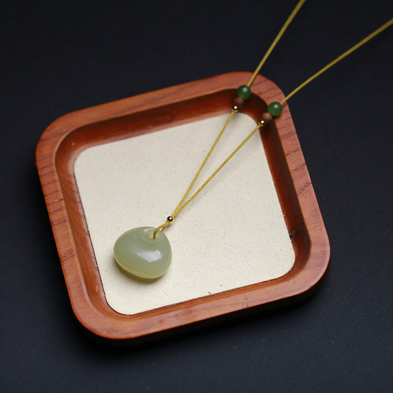 Nimara Ritual Natural Hetian Jade Small Bag Pattern Prosperity String Necklace Pendant