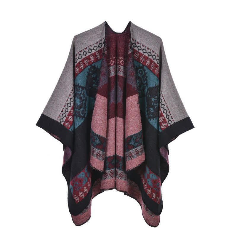Nimara Ritual Tibetan Shawl Diamond Pattern Winter Warm Cloak Scarf