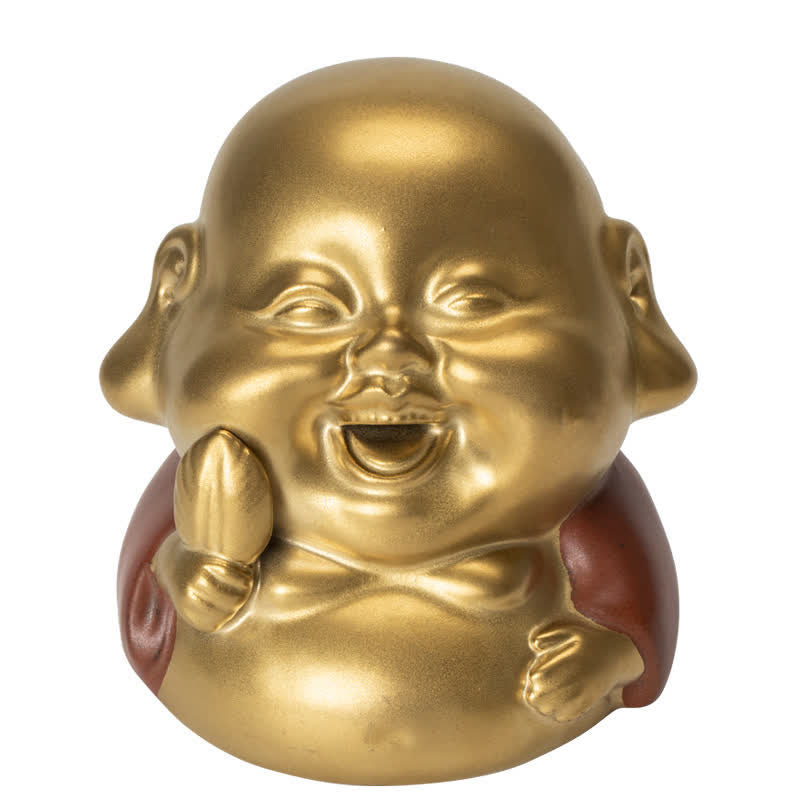 Nimara Ritual Little Buddha Laughing Buddha Ceramic Healing Incense Burner