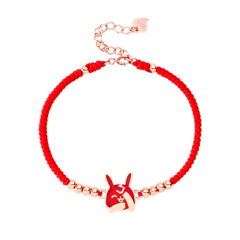 Nimara Ritual 925 Sterling Silver Chinese Zodiac Luck Faith Discolor Red String Bracelet