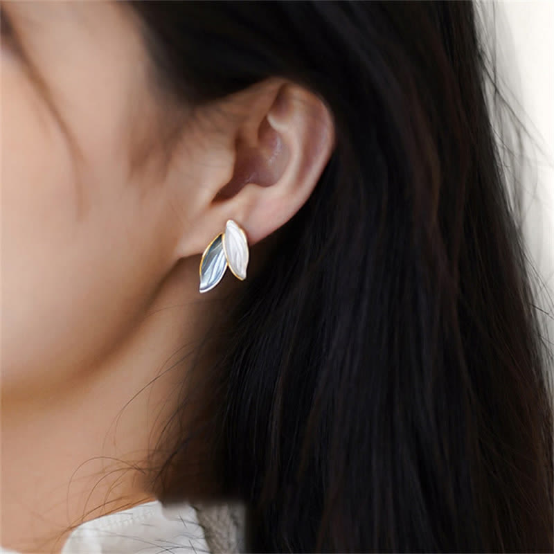 Nimara Ritual Leaf Design Luck Stud Earrings
