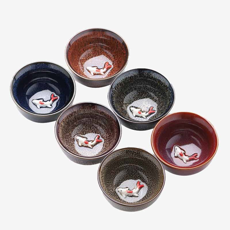 Nimara Ritual Small Koi Fish Kiln Change Chinese Jianzhan Ceramic Teacup Kung Fu Tea Cup 60ml