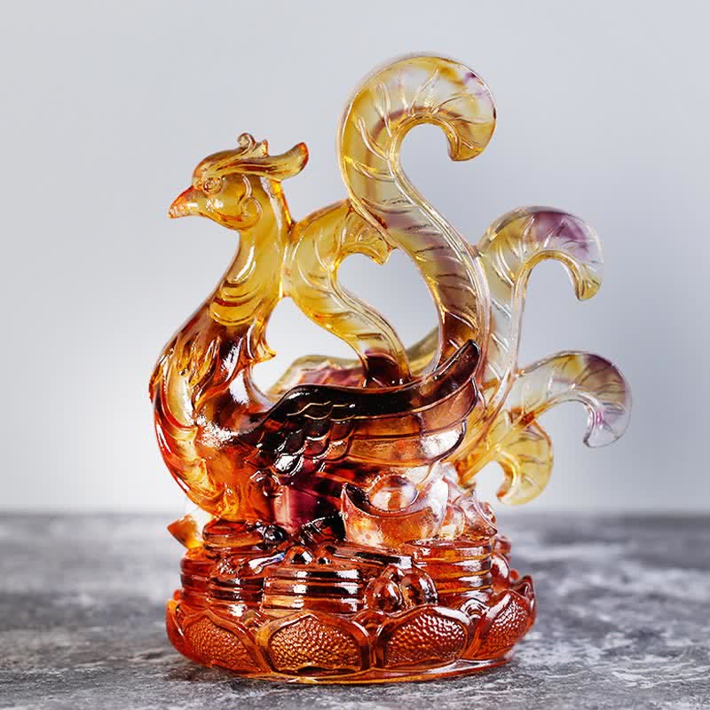 Nimara Ritual Feng Shui Four Symbols Azure Dragon Handmade Liuli Crystal Art Piece Home Office Decoration