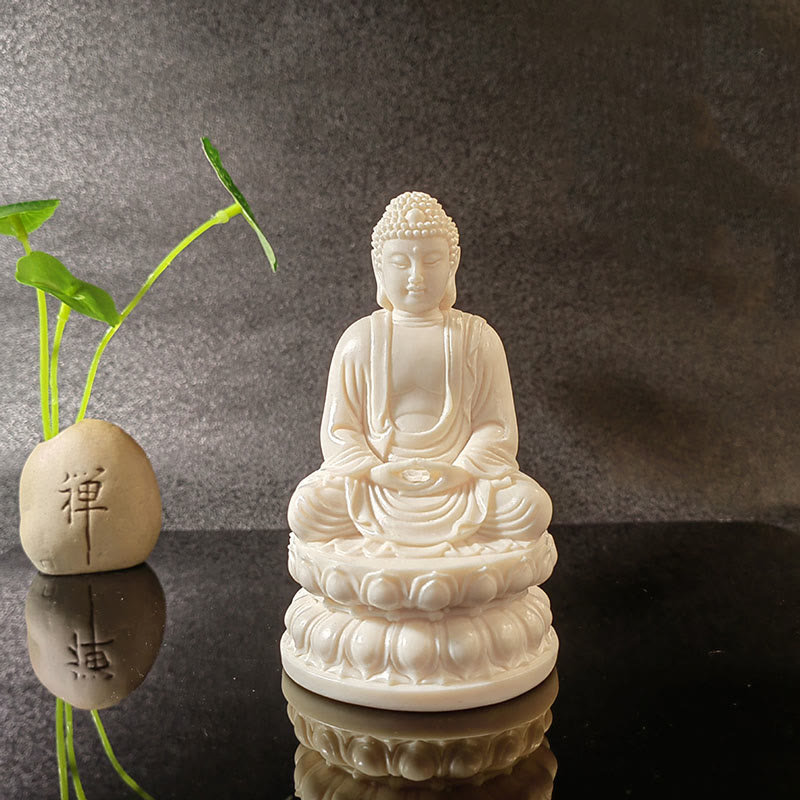 Nimara Ritual Mini Ivory Fruit Tathagata Buddha Lotus Kwan Yin Avalokitesvara Manjusri Samantabhadra Serenity Desk Decoration