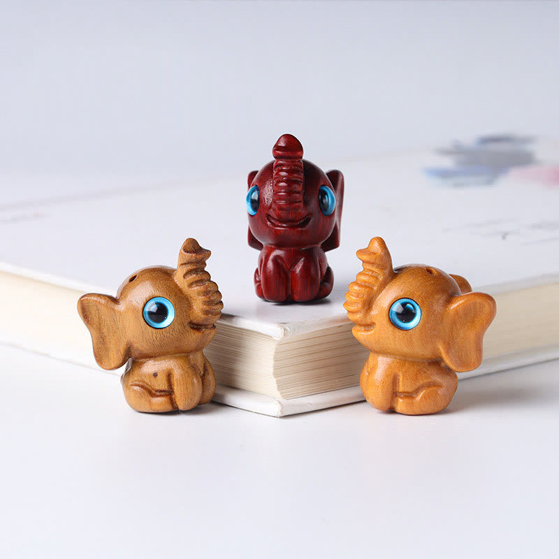 Nimara Ritual Sandalwood Small Leaf Red Sandalwood Green Sandalwood Lucky Mini Elephant Carved Protection Decoration