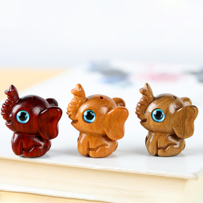 Nimara Ritual Sandalwood Small Leaf Red Sandalwood Green Sandalwood Lucky Mini Elephant Carved Protection Decoration