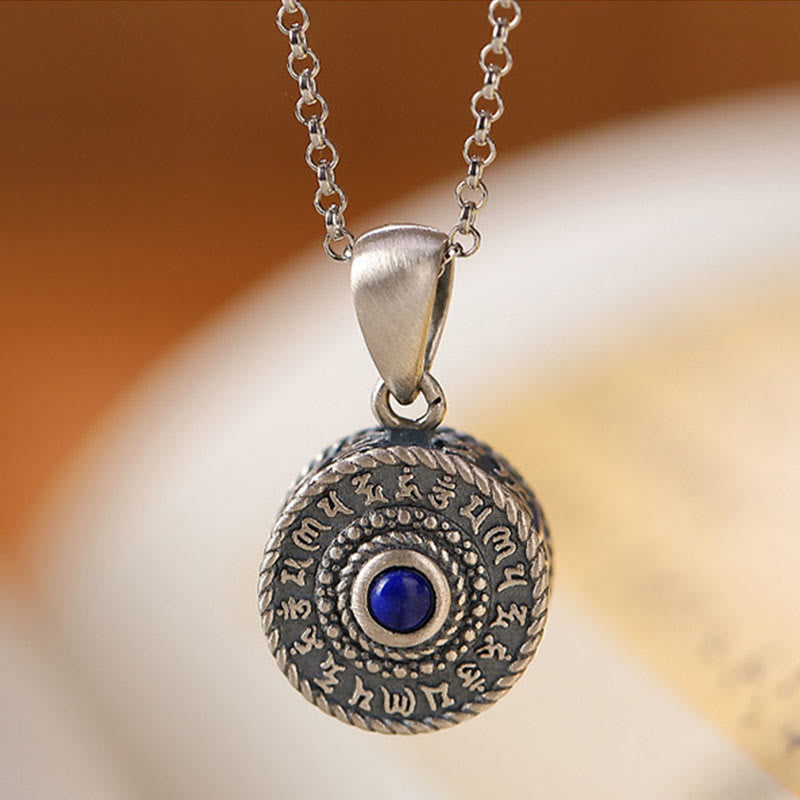 Nimara Ritual 925 Sterling Silver Om Mani Padme Hum Lazurite Love Peace Necklace Pendant