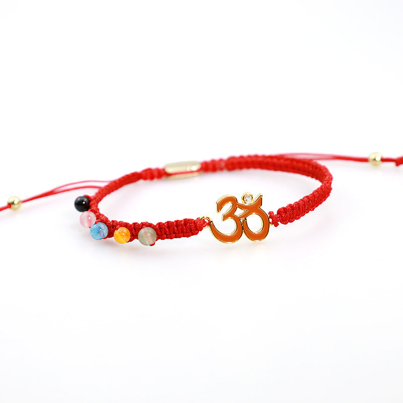 Nimara Ritual Tibetan Handmade OM Mindfulness Red String Bracelet