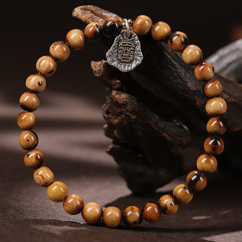 Nimara Ritual 925 Sterling Silver Natural Golden Sea Willow Zakiram Goddess of Wealth Lucky fortune Fu Character Success Bracelet