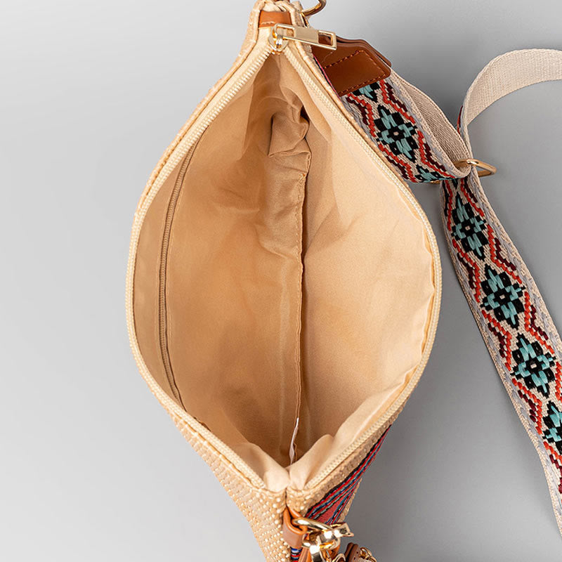 Nimara Ritual Boho Colorful Geometry Straw Woven Crossbody Bag Shoulder Bag Handbag