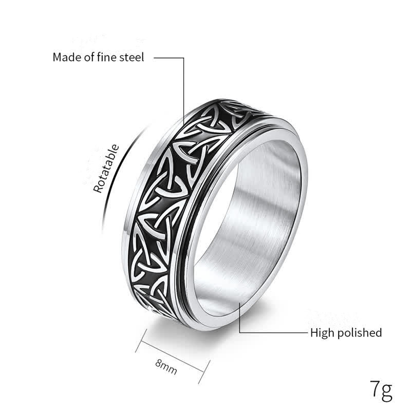 Nimara Ritual Triangle Knot Triquetra Titanium Steel Calm Rotatable Ring