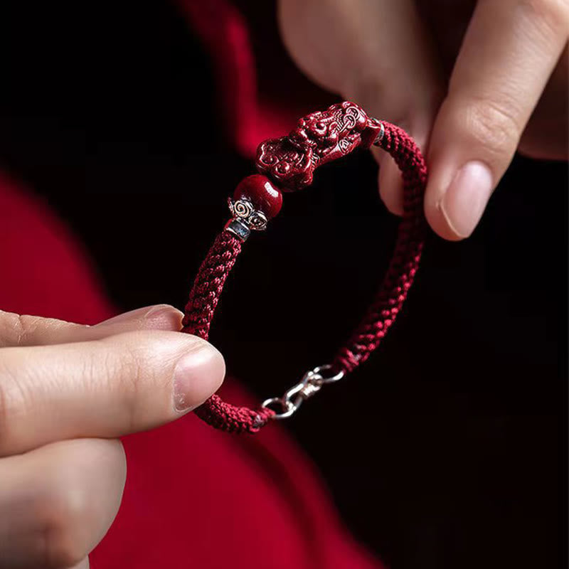 Nimara Ritual Handcrafted PiXiu Cinnabar Wealth Luck Braided Bracelet