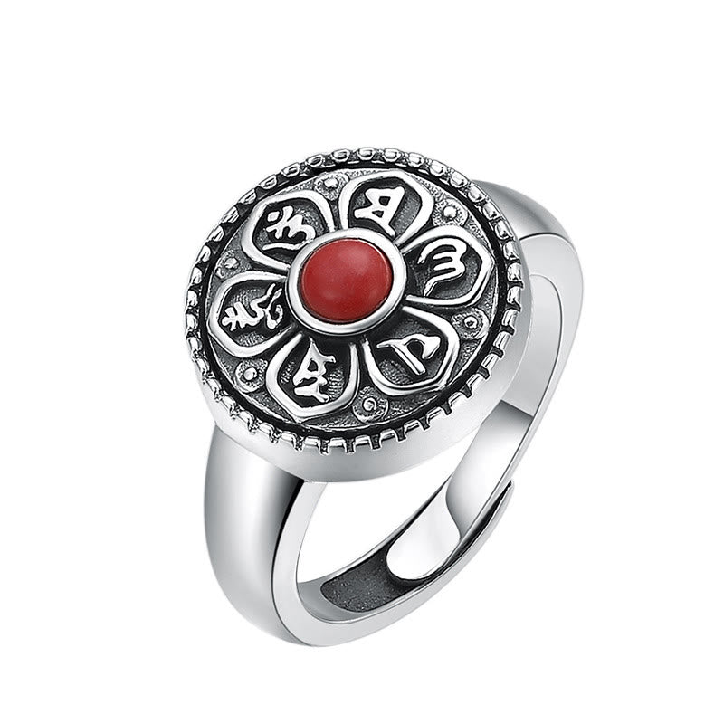 Nimara Ritual Tibetan Om Mani Padme Hum Peace Rotatable Ring