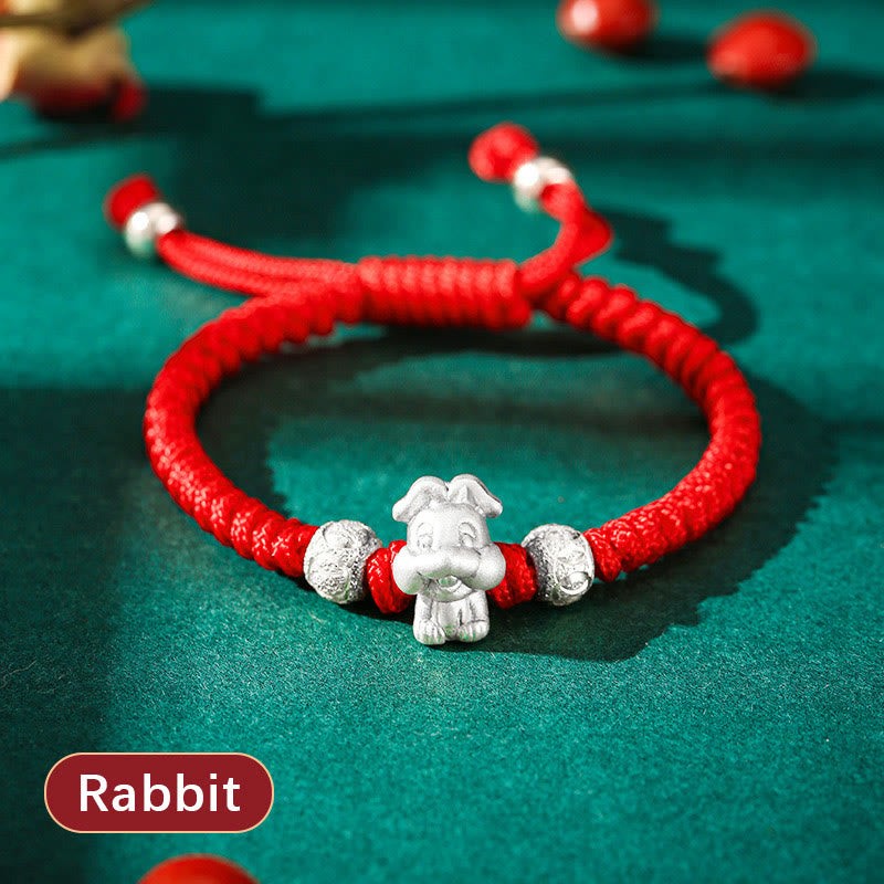 Nimara Ritual 999 Sterling Silver Chinese Zodiac Red Rope Luck Handcrafted Kids Bracelet