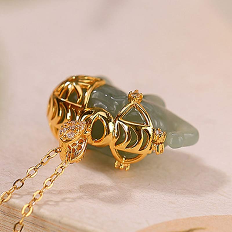 Nimara Ritual 925 Sterling Silver Jade Elephant Blessing Fortune Necklace Chain Pendant