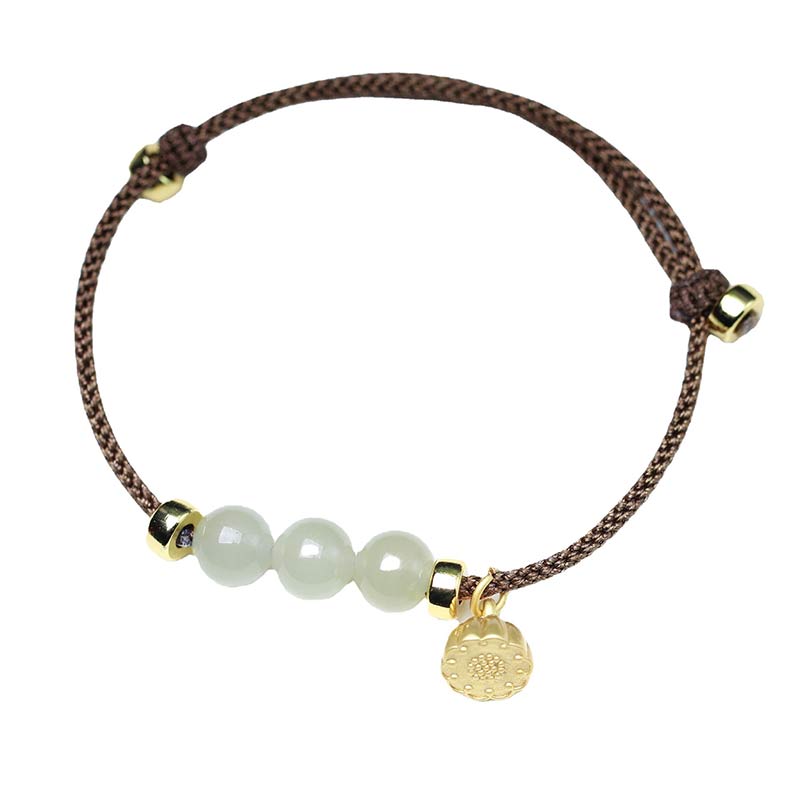 Nimara Ritual Natural Jade Lotus Seed Strength Red String Weave Bracelet